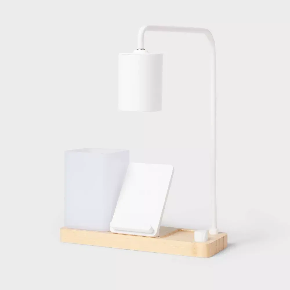 Desk Lamp with Wireless Charging and Storage (Includes LED Light Bulb) -