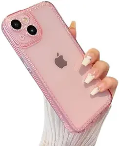 Designed for iPhone 15 Plus 6.7 inch,Sparkly Cute Clear Case for Women Girls,Glitter Bling Flexible Soft TPU Silicone Bumper Protective Cover for iPhone 15 Plus,Pink