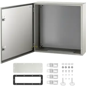 VEVOR NEMA Steel Case, 24x24x8'' NEMA 4X Metal Electric Enclosure, IP66 Water & Dust Resistant, Suitable for Both Outdoor & Indoor Use, Includes Mounting Plate