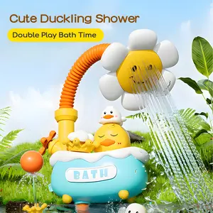 bath Toy Set,Water Play Toy For Shower,4-in-1 Modes Kids Bath Stress Shower Head - Duck Water Pump with Trunk Spout Rinser,decompression toy,Swimming Toy Set,Swimming Pool,Bathtub Sprinkler Machine Play Set for Kids Boys & Girs（YELLOW) Gift, Sensory, Cute