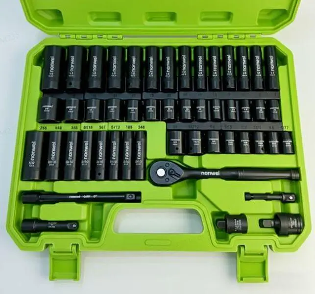 50-Piece 3/8-Inch Drive Impact Socket Set, SAE & Metric Deep & Shallow Sockets, CR-V Steel, Ratchet Handle, Extension Bars, Universal Joint, Auto Repair Tool Kit（Multiple colors）