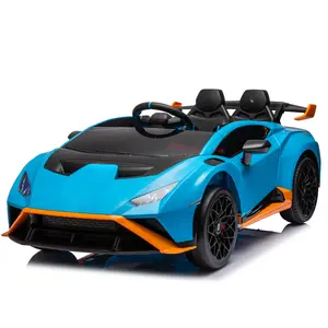 Licensed Lamborghini 24V Kids Ride On Drift Kart - 4-Wheel Design, Remote Control, Dual Rear Motor, LED Lights, Bluetooth Music, 2-Point Harness, ASTM Certified, 46.06x27.12x16.93in, for Ages 3-8, Four Wheel Design