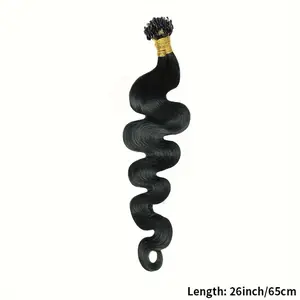 50 Strands 30g Body Wave Micro Loop Remy Human Hair Extensions, Natural Black #1B 12-28 Inches, Soft Beads Design, No Glue Easy Install, Seamless Voluminous Look
