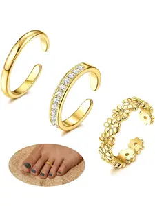 Women's Elegant Rhinestone Decorated Foot Jewelry, 2024 New Style Exquisite Trendy Toe Ring, Fashionable Vintage Body Jewelry for Women & Girls for Gift, Adjustable Jewelry