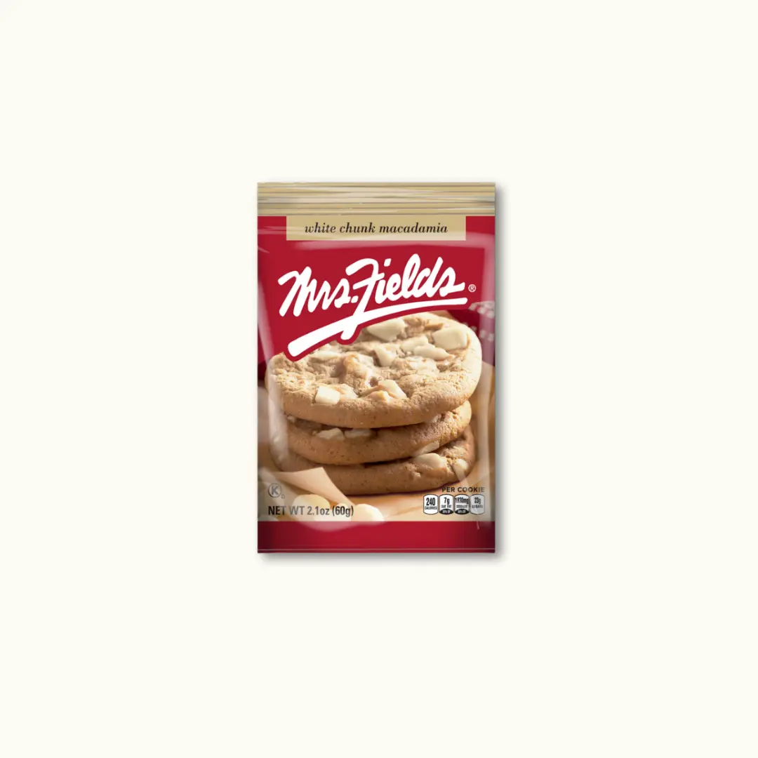 Mrs. Fields White Chunk Macadamia Flour Cookies, Creamy Sweet Bite-Sized Snack, 2.1 oz Party Treats