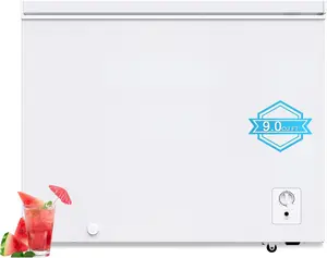 Large Chest Freezer 9.0 Cu.ft Deep FreeStanding Top Door Freezer with 8 Adjustable Thermostat -11.2°F to 10.4°F Removable Basket Universal Wheels Manual Defrost for Garage