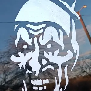 Mischievously Malicious Grin Vinyl Decal - Customizable 5.5" x 6.4" for Room or Vehicle Decoration