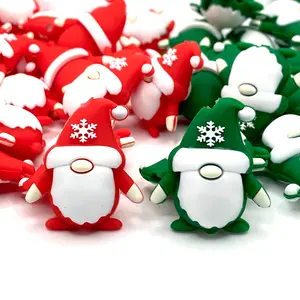 1pc Merry Gnomemas! 3D Silicone Focal Beads - Christmas Gnome DIY Craft Supplies for Gifts Beaded Beading