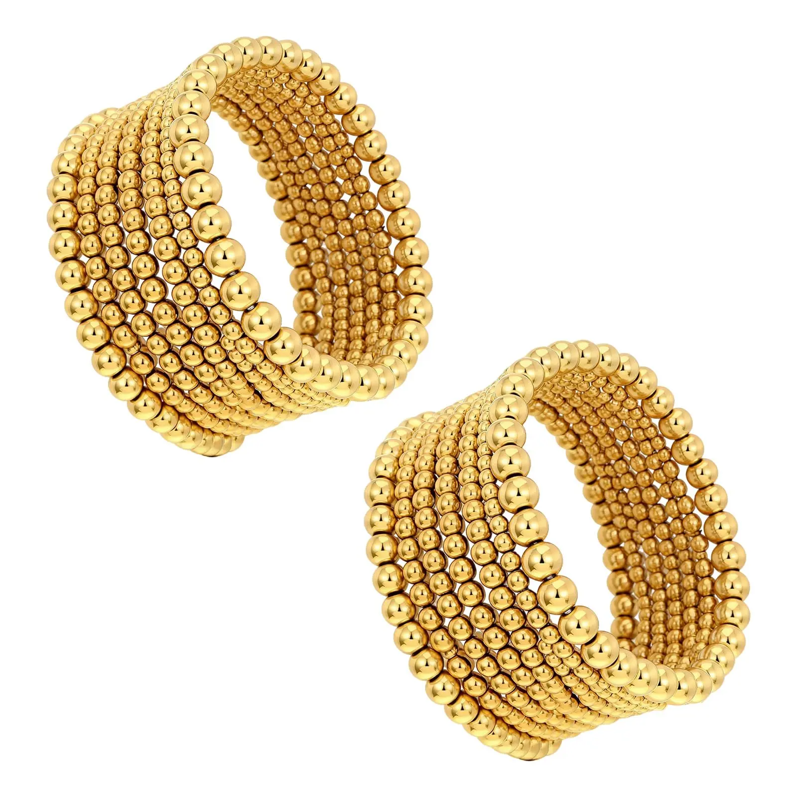 Clearance Sale! Women's 14Pcs Gold-Plated Bead Bracelet Set, Stretch Stackable Adjustable Layered Fashion Jewelry, Ideal Gift Choice
