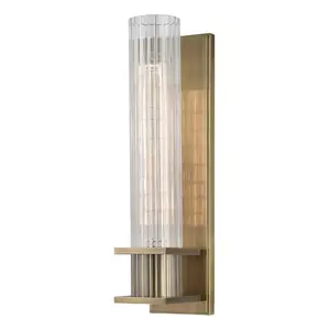 Sperry Sconce – Minimalist Ribbed Glass Cylinder Wall Light with Warm Tungsten Bulb