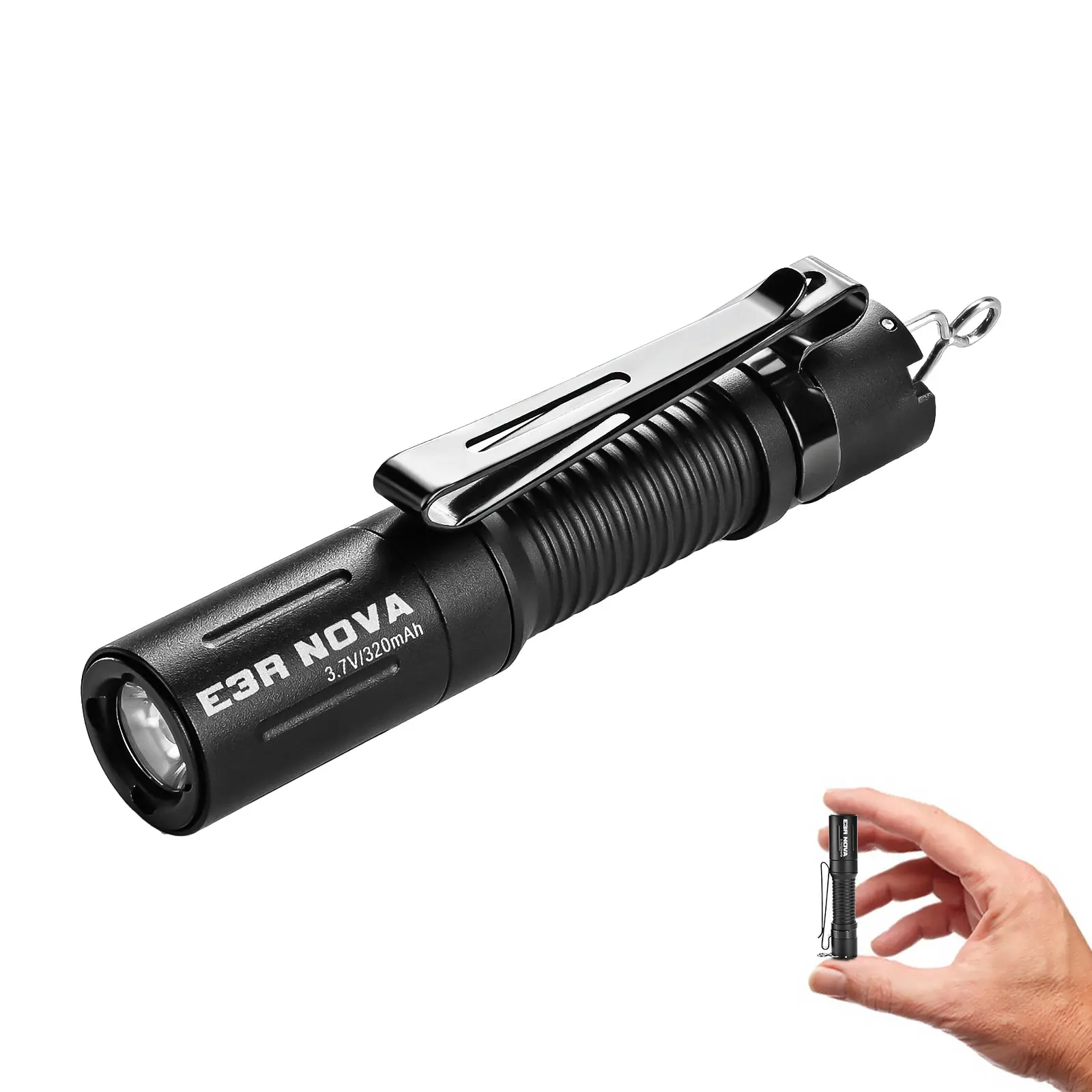 Powertac E3R Nova 820 Lumen Mini EDC Flashlight | USB-C Rechargeable | IPX8  | Swivel-Cover Charging Port | Pocket Tactical Light for Camping Hiking EDC