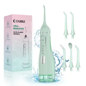 Water Dental Flosser Cordless Oral Irrigator 300ML for Teeth Cleaning Rechargeable Travel Irrigation Cleaner IPX7 Waterproof Electric Flossing Machine C260 Sensitive Gentle Lightweight Green