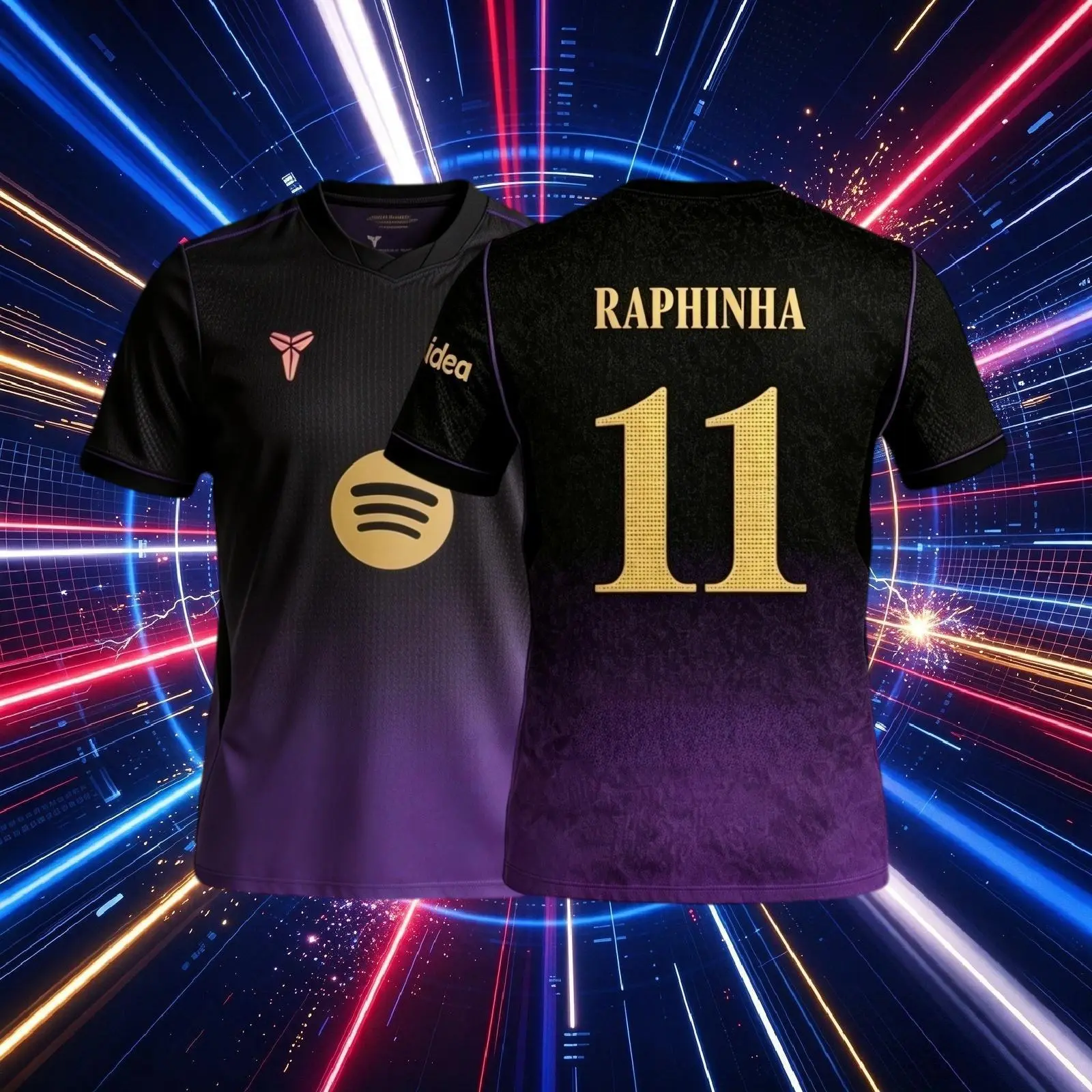Raphinha 26 27 Away Black And Purple Short Sleeve Soccer Jersey Fans Version