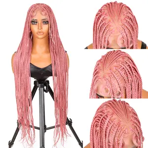 SuperNova #Pink 36” Special Top Full Lace Box Braided Wig, Premium Handmade, Lightweight Synthetic Fiber, Natural Look, Comfortable Fit, Long-Lasting, Daily & Special Occasion Wear #SummerVibes