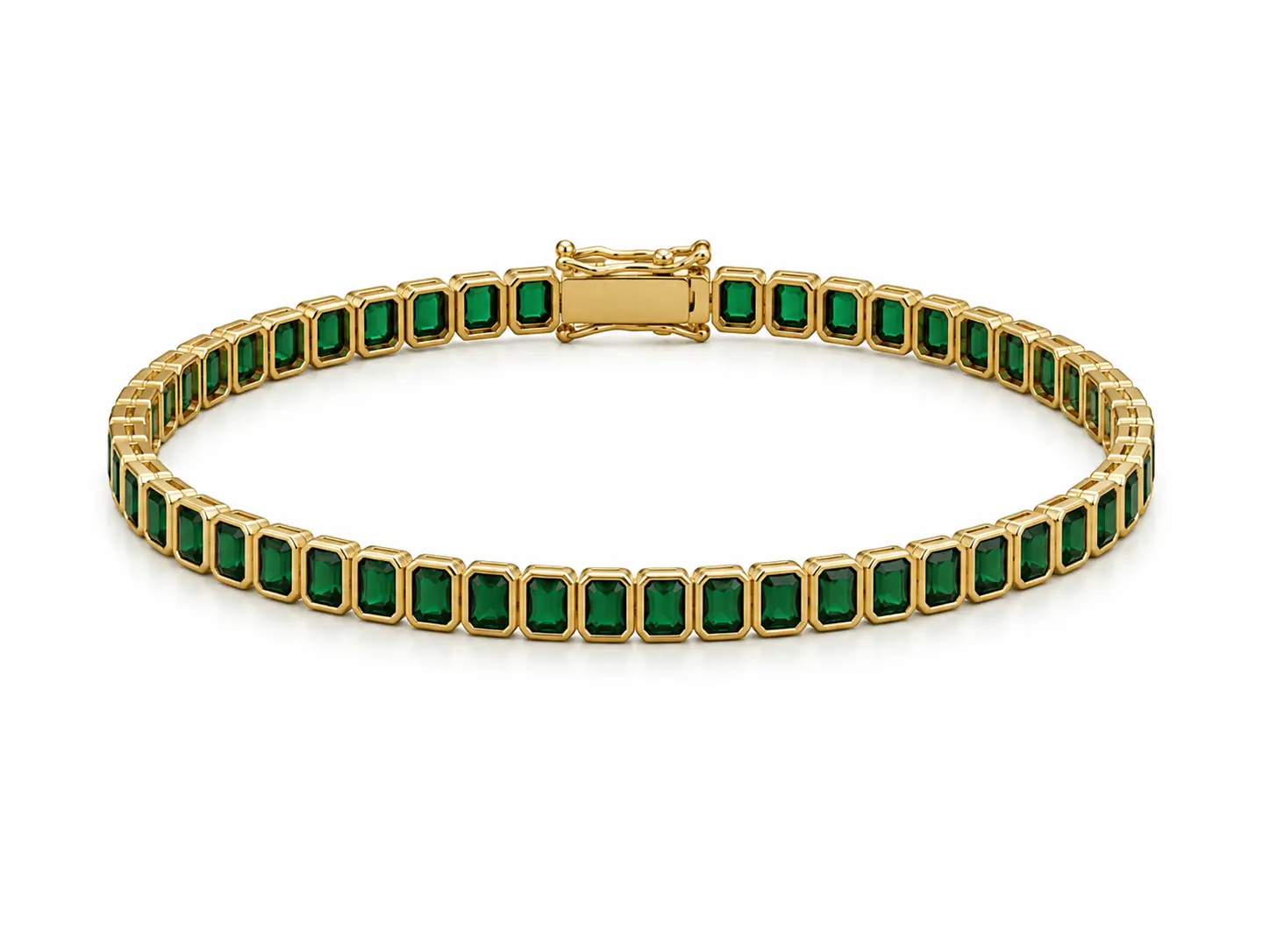 Noa Jewelry The Duchess Emerald Tennis Bracelet – 18K Gold Plated Bezel Emerald Cut Simulated Emerald Tennis Bracelet, Stackable Bracelet for Women, Quiet Luxury, Old Money Aesthetic