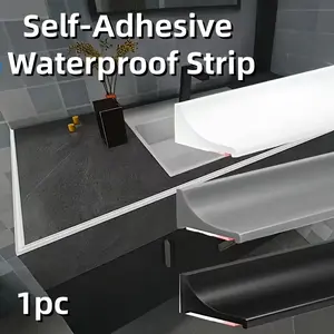 2CmX3Meters 1Pc PVC Self-Adhesive Waterproof Strip, Countertop Splash Guard, Bathroom Sink Edges Wall Corner Shapes And Corners Anti - Splash Strip, Bendable Design Anti - Splash Tape, Foldable Self - Adhesive Dam, Wet - Dry Separation