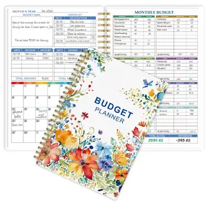 1pc Budget Planner - Monthly Finance Checklist Organizer With Expense Tracker Notebook To Manage Your Money Effectively, Undated Finance Planner/Account Book, Start Anytime, A5, - Water Flower