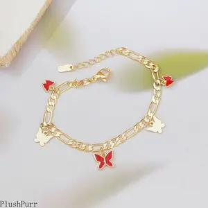 Women's Minimalist Red Butterfly Pendant Bracelet — Stylish and Sophisticated; an Ideal Gift for Everyday Wear, Mother's Day, and Various Special Occasions.