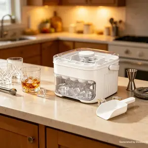 Double Layer Ice 50Cube Tray with Lid, Pull Out Drawer Ice Storage Box, Easy Release Ice Maker Mold, Freezer Accessory, Summer Kitchen Gadget