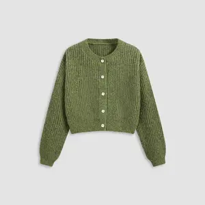 Cider [5 colors, size 0-26] Knit Round Neckline Button Cardigan
