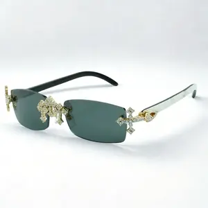 Iced Out Cross White Buffs - Black Lens