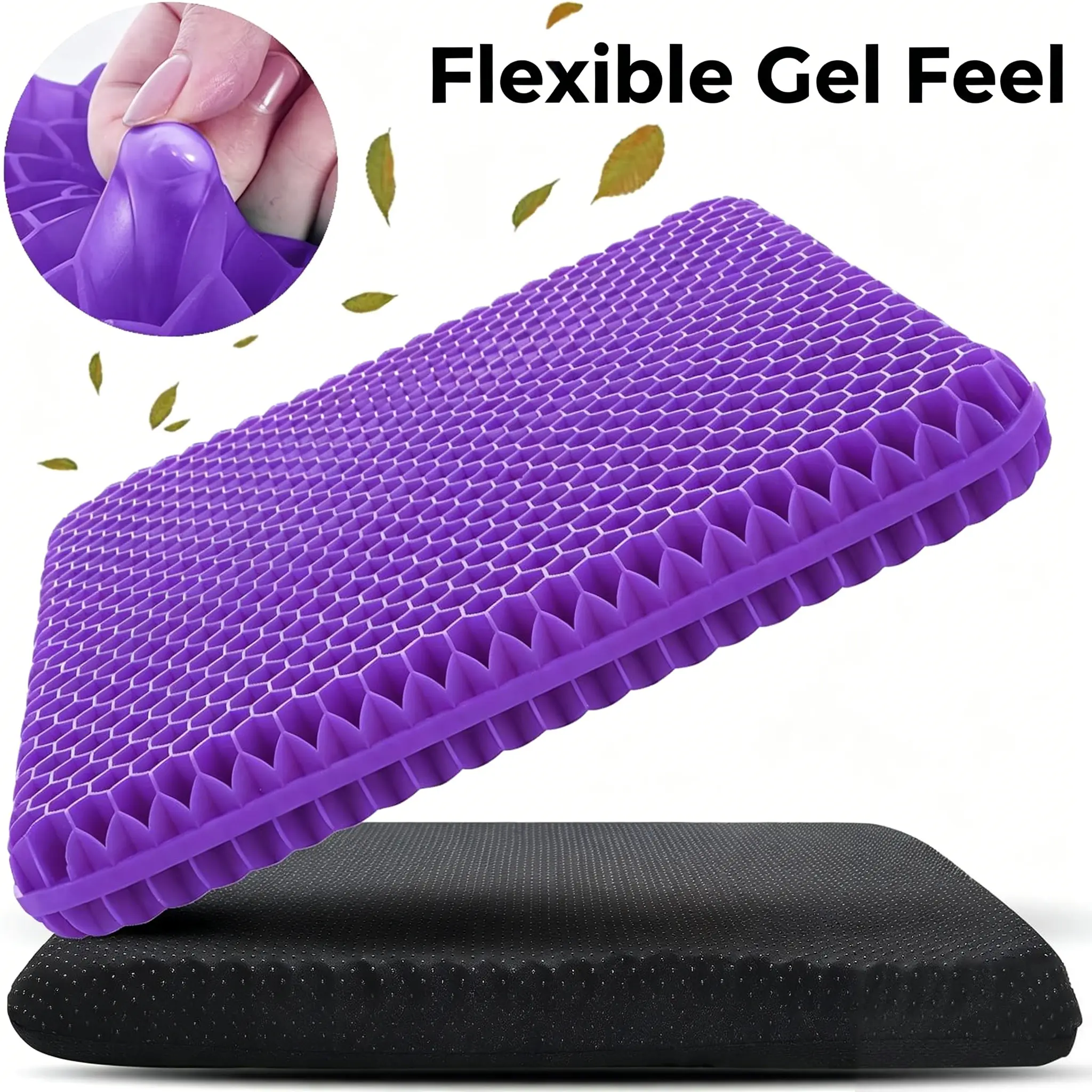 Large High-Elastic Honeycomb Gel Chair Pad with Washable Grip Cover - Breathable, Easy-to-Place, Reduces Heat Buildup, Ideal for Dining Chairs & Studying Sitting Relief