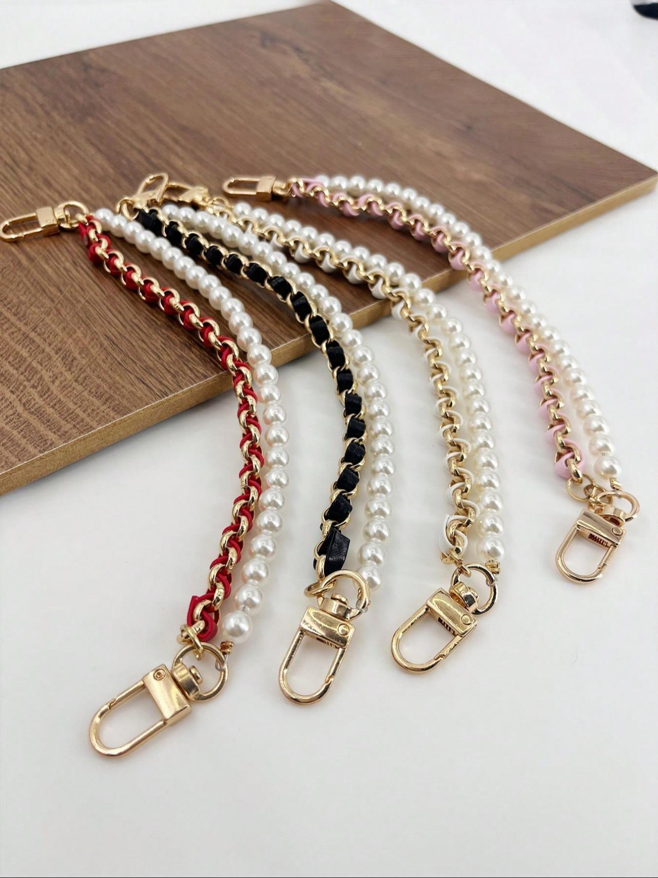 Fashionable Solid Color Pearl Extended Chain, Fashionable Chain Strap, Stylish Bag and Handbag Accessory for Everyday Use, Trendy Mobile Chain, Phone Lanyard