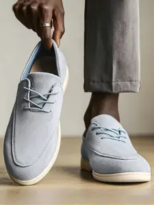 1 Pair Men's Closed Lace-Up Loafers Walking Shoes | Smart Casual Style | Lightweight & Comfortable + Durable Sole | For Daily Outfits / Smart Casual / Lazy Style