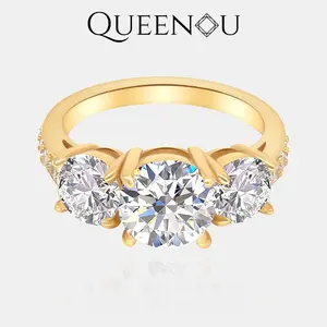 【919】Luxurious sparkle Trinity Synthetic Moissanite Rings Total 3.6CT