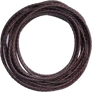 5.5 Yards  Cord 4mm Round Braided Bolo Leather Cord Brown Leather Strip Braiding Antique Leather Strap 5m Long for Bracelet Necklace Beading DIY (Red Brown)