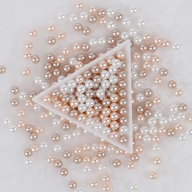 100pcs Elegant Rose Golden & White Faux Pearl Confetti Bead Mix - Plastic Pearl Decorations for Party Scatter, Gift Fillers, and Craft Embellishments, Beads and Accessories