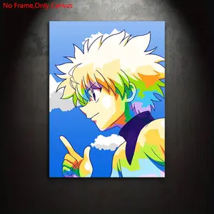 1 piece/set Frameless Canvas Painting Print Poster, Classic Pop Art, Killua Zoldyck, a perfect gift for Japanese Anime enthusiasts, and an ideal gift for bedroom, living room, kitchen, dorm hallway, mural, wall decor, room decoration.