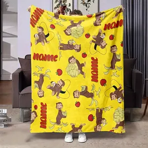 1 Personalized Text Customized Blanket. Cute Cartoon Monkey Print. Warm and Comfortable Flannel Blanket. Decorative Blanket That Adds Color To The Room. Perfect Gift Blanket for All Seasons
