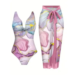 Metallic Foil Print 1pc Swimsuit Dress - Adjustable Halter with French Elegance, Photogenic Cover-Up Beach & Resort Vacations # BeachTok # ResortWear