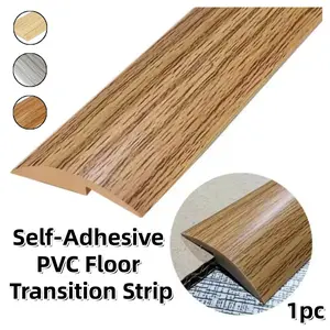 1m Self-Adhesive PVC Floor Transition Strip, Wood Grain Flexible Edges Trim, Carpet to Tile Laminate Flooring Seam Strip, DIY Home Floor Decoration