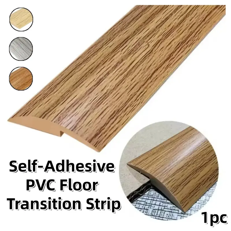 1m Self-Adhesive PVC Floor Transition Strip, Easy Installation, Wood Grain Flexible Edges Trim, Carpet to Tile Laminate Flooring Seam Strip, DIY Home Floor Decoration, Flexible Edging, Home Improvement