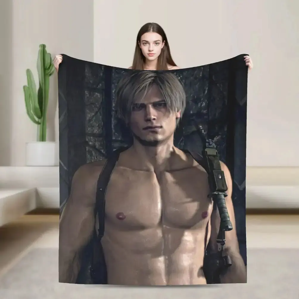 Leon Kennedy Resident Evil Polyester Fabric Blanket - Soft, Warm, Breathable, Wrinkle Resistant, Durable Flat Weave Multi-Size All-Season Bedding Throw for Fans, Room Decor, Gift