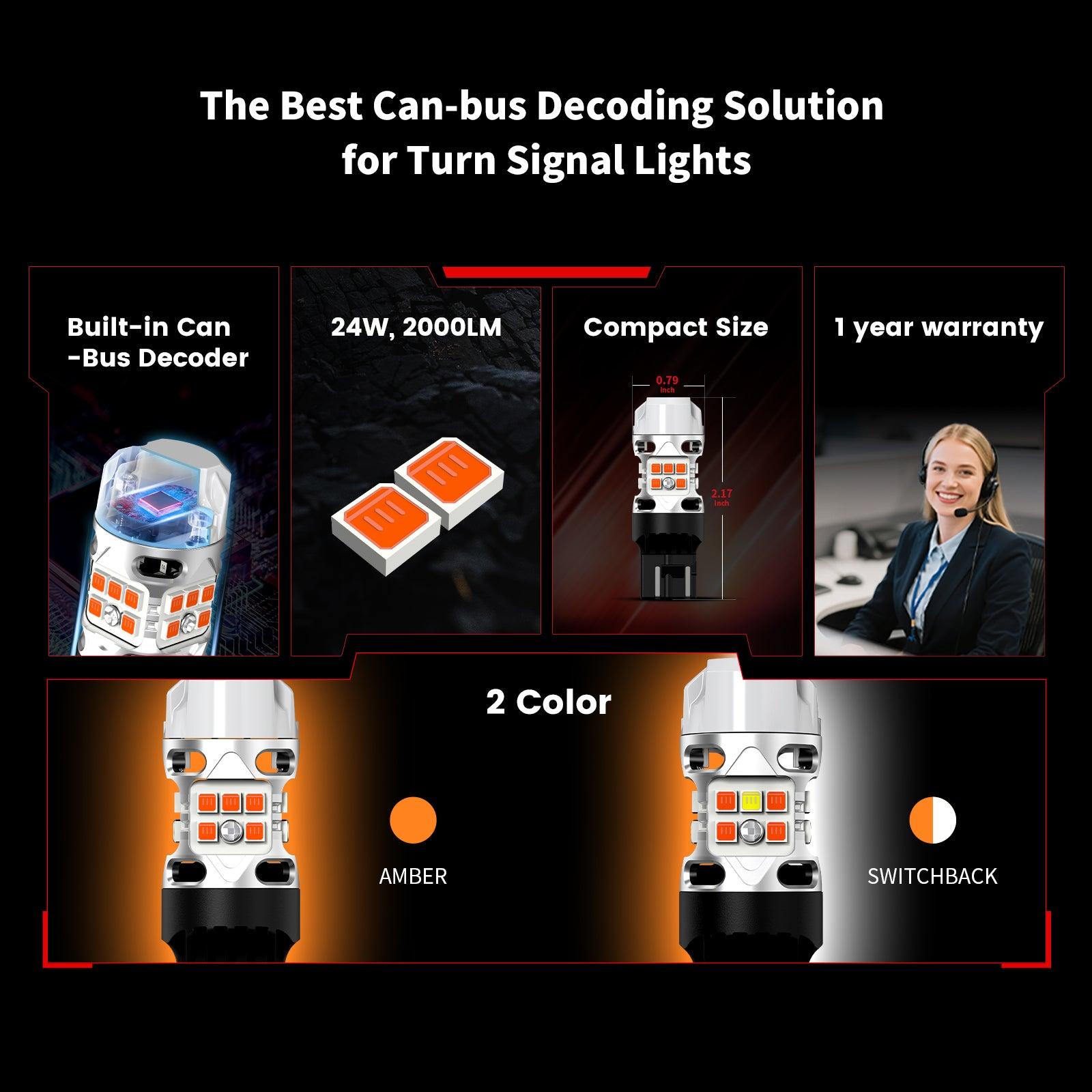 Lasfit 1157 2057 LED Turn Signal Bulbs CanBus-Ready Amber | T3 Series，2 PCS