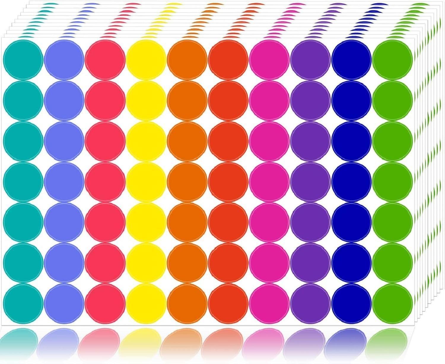 1400 PCS Colored Dot Stickers Round Color Coding Labels for Classroom & Office Use Bright Non-Fading Polka Dot Stickers for Coding Sealing Envelopes & More