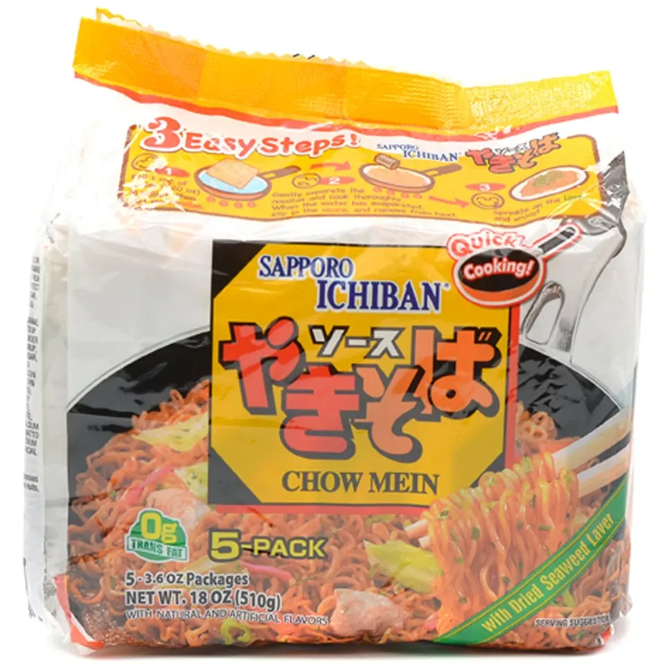 Sapporo Ichiban Japanese Instant Ramen Noodles Variety Pack - 5-Pack Ambient Pantry Food, Asian Instant Food, Enriched Flour Noodles with Yakisoba, Original, Miso, Shio, Tonkotsu Pork, Chicken Savory Flavors