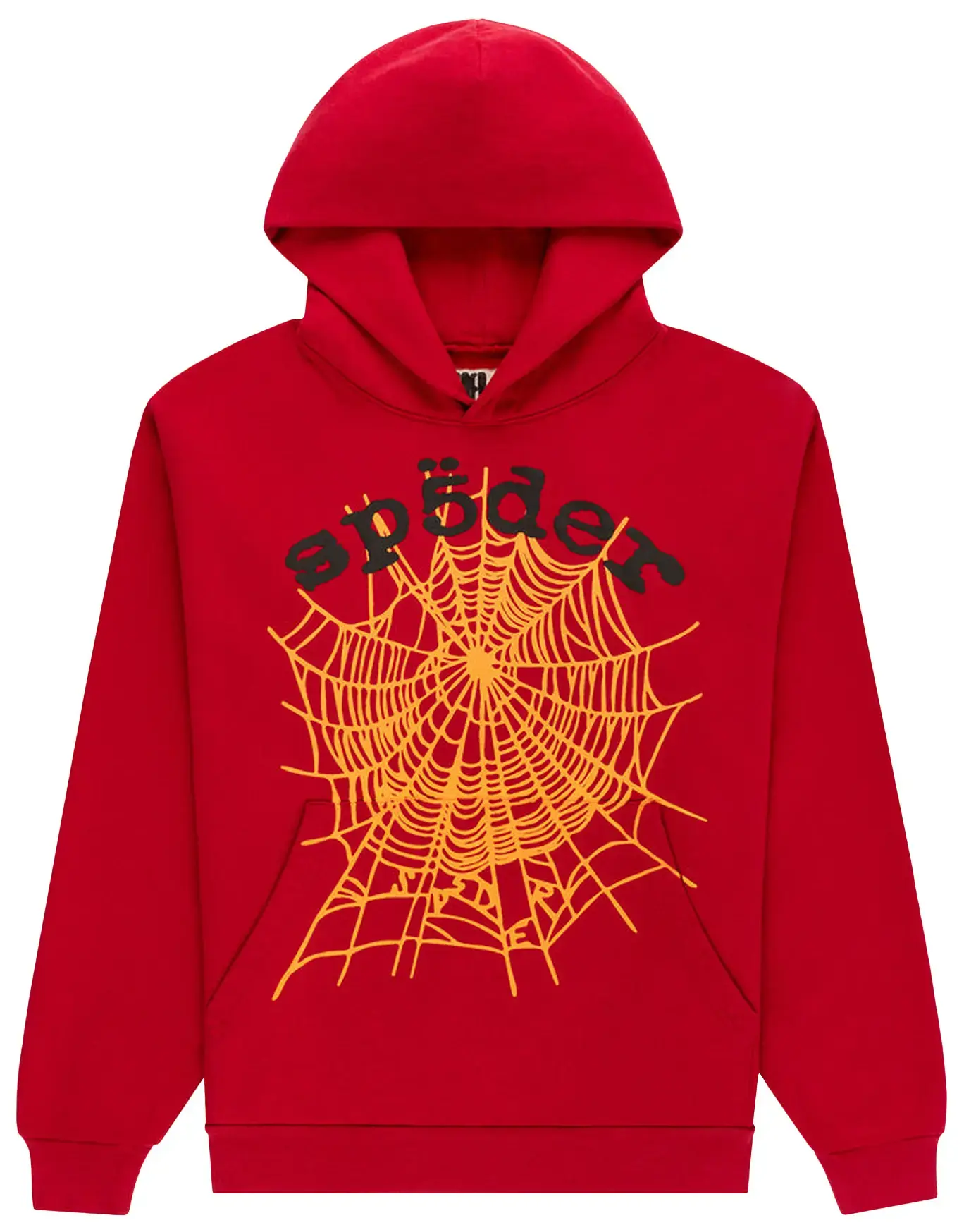 Sp5der OG Web V2 Long Sleeve Casual Hoodie Sweatshirt, Men's Tops, Menswear 'Red'