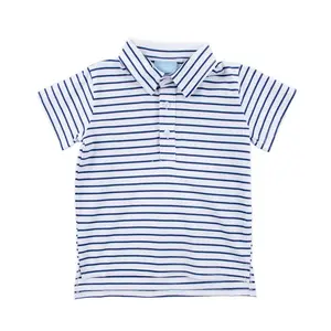 Navy Stripe Knit Short Sleeve Polo - Classic Boys Soft Knit Polo