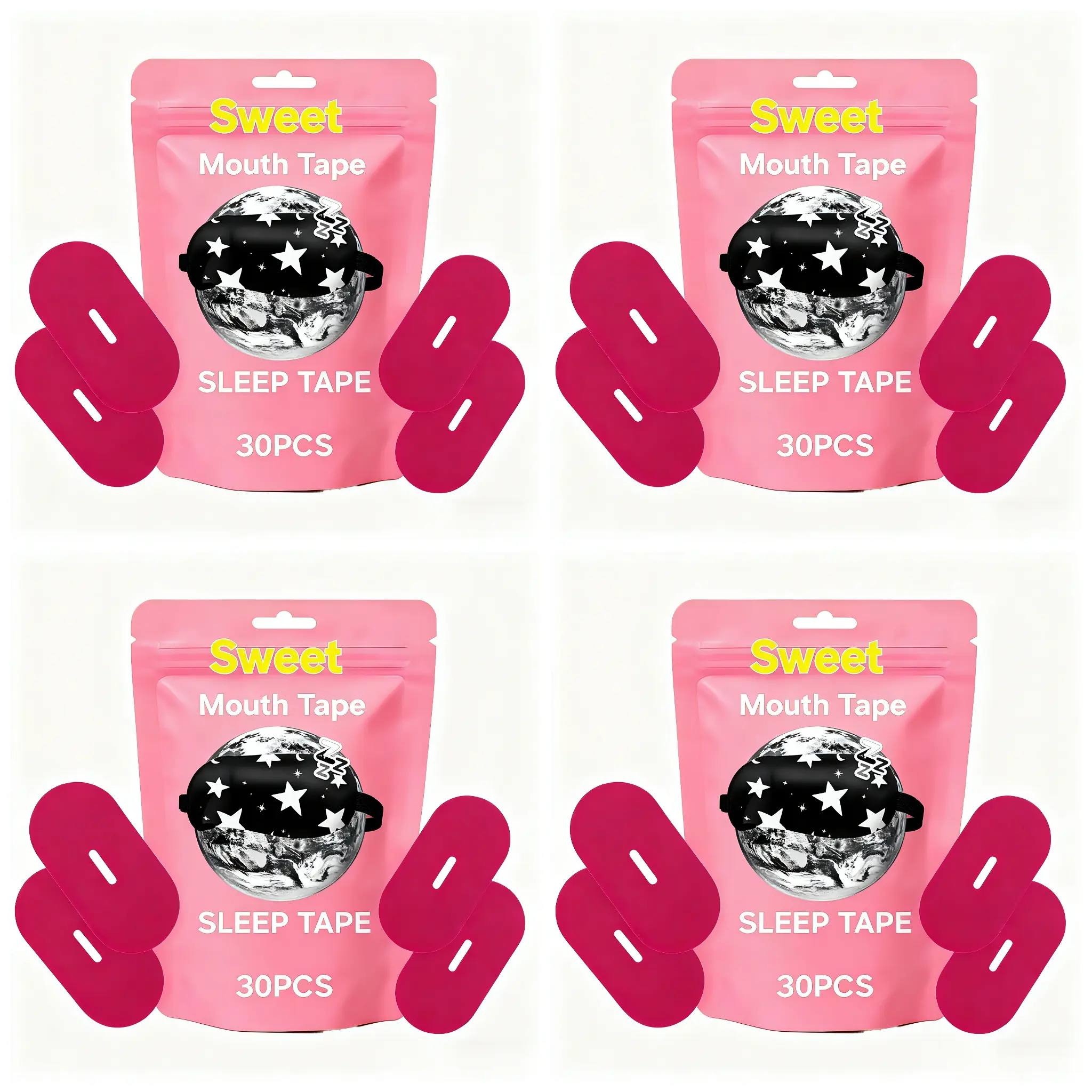 Pink Sweet Tape - (30 Strips) Breathable Mouth Tape for Rest &Recovery. Prevents Snoring and lmproves Nasal Oxygen Intake. Soft Medical Grade,Hypoallergenic, Gentle Adhesion, Latex Free