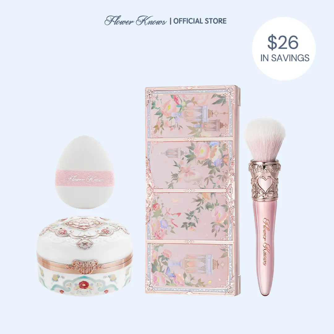 Flower Knows Mist Wing Sculpt Set, Non-Orange Cosmetic Contour Palette & Blush, Flawless Shimmer Finish, Long-Lasting Makeup for All Skin Types, Beauty Products Gift Set for Women