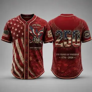 America 250th Anniversary Baseball Jersey, USA Jersey, 1776 2026 Patriotic Shirt, 4th of July Gift, Freedom Jersey Comfortable to wear, a must-have for game days and holidays