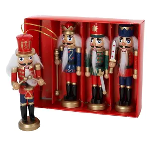 Kurt Adler Wooden Nutcracker Ornament 4-Piece Box Set, 5-Inch