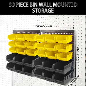 30 Pieces Box Wall-Mounted Storage Rack System - Heavy-Duty Garage Tool Organizer, Suitable for Screws, Nuts, Bolts, Nails, Beads, and Small Hardware - Easy to Install, Heavy-Duty Garage Organizer Perfect as a Gift