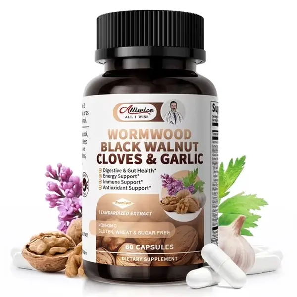 Alliwise Multi Botanical Capsules, Black Walnut & Wormwood Herbal Complex with Clove, Garlic & Turmeric Extracts, Natural Plant Dietary Supplement, 60 Count chinese herbs