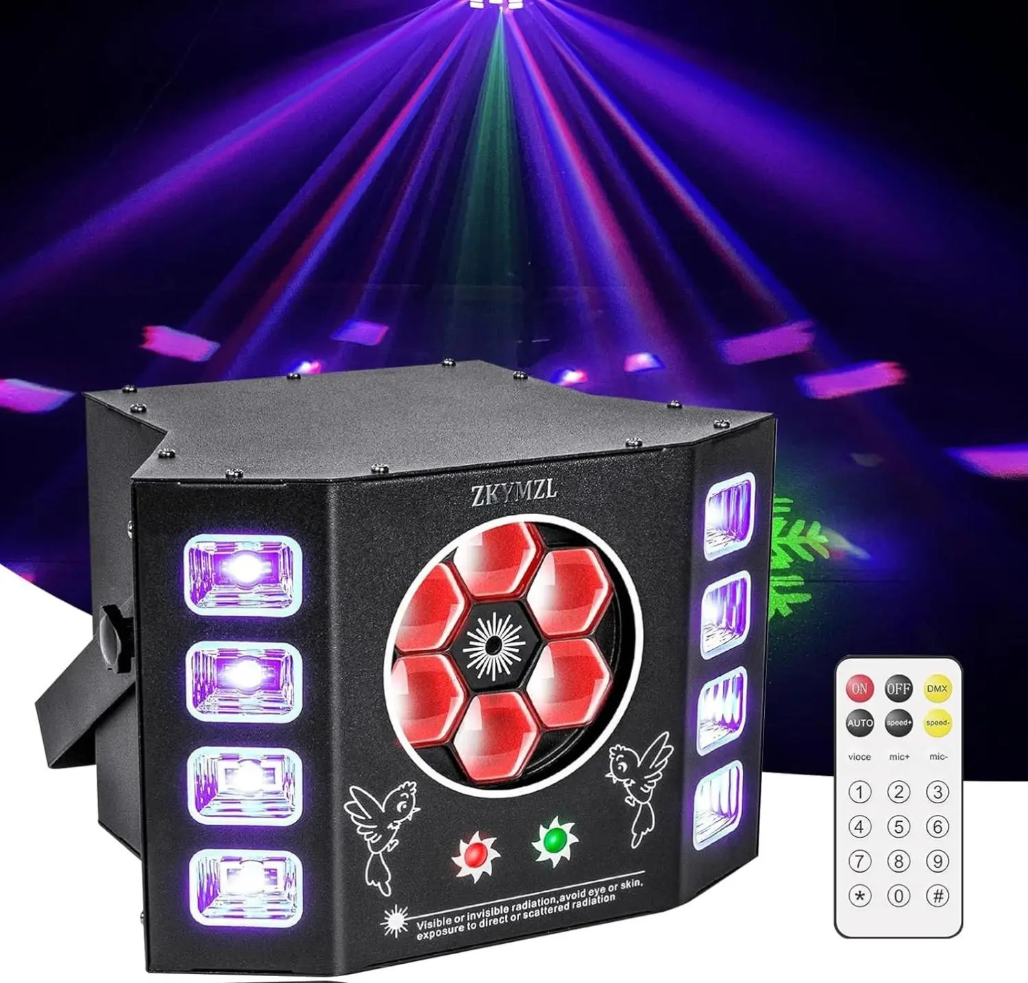 UV Dj Lights 100W Bee Eye Strobe Stage Lighting Disco Light with Beam Pattern Strobe Effect, Remote and DMX512 Control for Stage Wedding Bar Karawa Church Disco Show Parties...