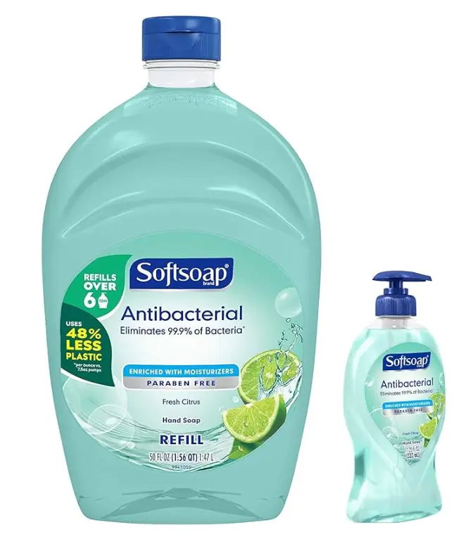 Softsoap Antibacterial Liquid Hand Soap Refill - Fresh Citrus Scent, 57.5oz Multi-Pack (Pump + 11.25oz Bottle) - Moisturizing Hydrating Cleanser for Sensitive Skin Hand Cleaning Product Moisture